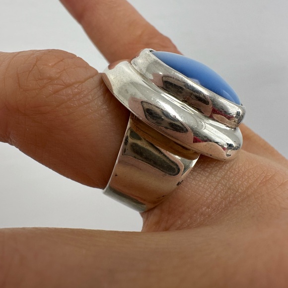 Vintage Mexico 925 Sterling Silver Large Statement Cocktail Ring Size 6.25 - Picture 8 of 16